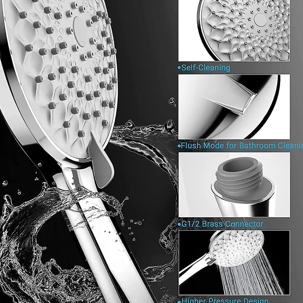Pommeau De Douche, Flexible Et Barre De Douche|Deko Douche réglable, douche à jets puissants, douche à haute pression, pommeau de douche à économie d'eau