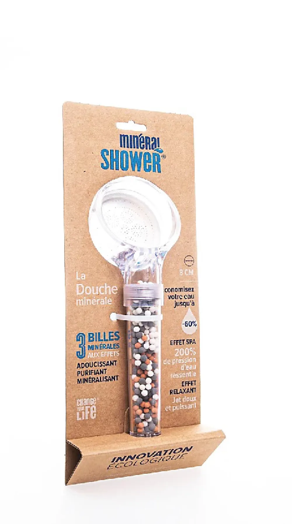 Change your life Douchette 1 jet avec billes Mineral Shower diam. 8 cm