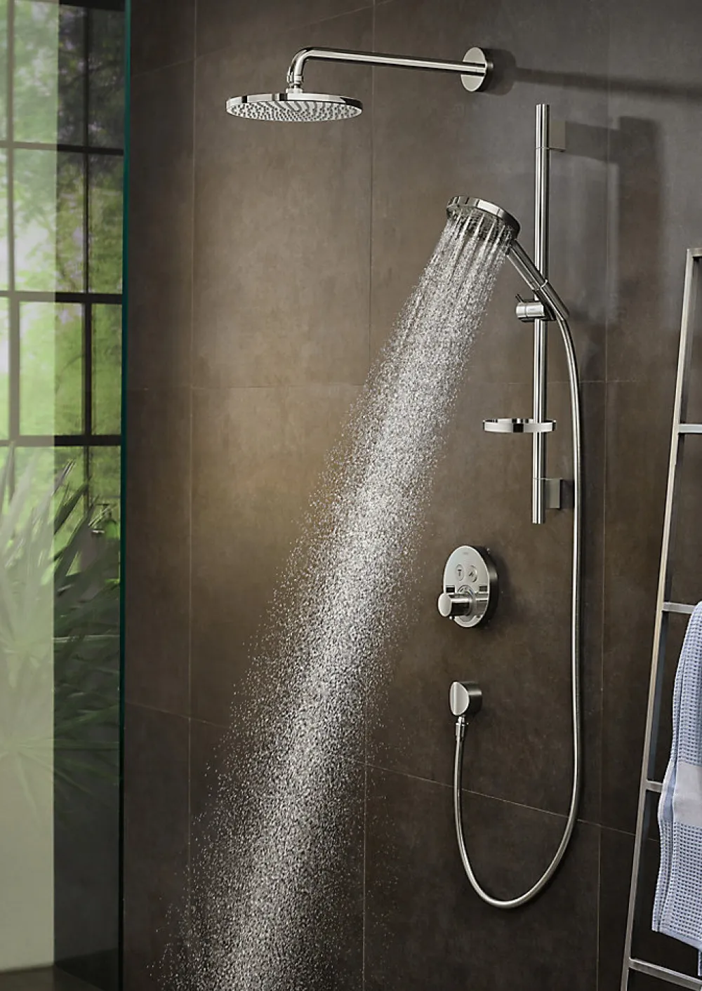 Pommeau De Douche, Flexible Et Barre De Douche|Hansgrohe Douchette 3 jets chromé Raindance Select