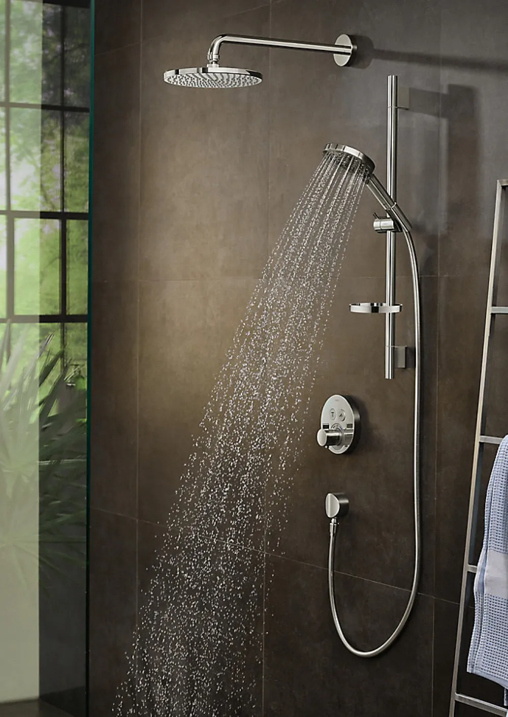 Pommeau De Douche, Flexible Et Barre De Douche|Hansgrohe Douchette 3 jets chromé Raindance Select