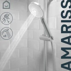 Pommeau De Douche, Flexible Et Barre De Douche|GoodHome Douchette 3 jets, chrome, Amariss