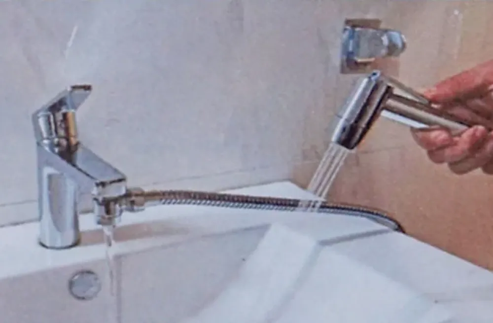 MTK Douchette 2 jets chromée pour robinet de lavabo et évier, Mouss-O Jet