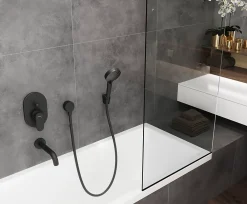 Pommeau De Douche, Flexible Et Barre De Douche|Hansgrohe Douchette à main noir mat Vernis Blend 100 Vario