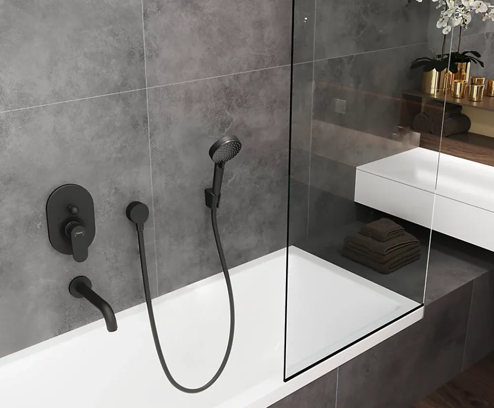 Pommeau De Douche, Flexible Et Barre De Douche|Hansgrohe Douchette à main noir mat Vernis Blend 100 Vario