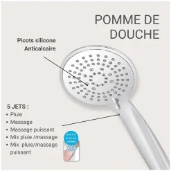Robinet De Douche|Mob-In Douchette chromée 5 jets OLYNA
