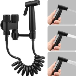 Robinet De Bidet|ProximaX Douchette de bidet pour toilettes en acier inoxydable, 1-en-2 sorties, double commande, robinet et tuyau, pour toilettes, animaux