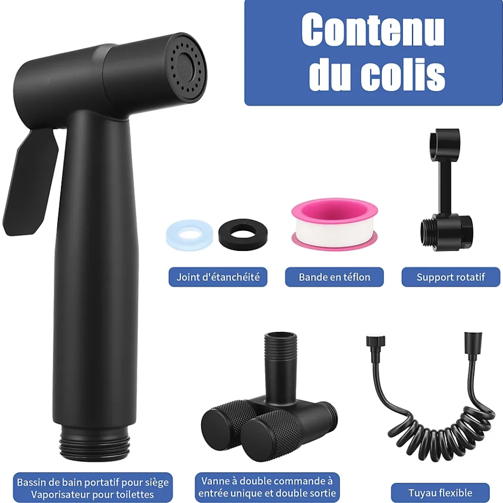 Robinet De Bidet|ProximaX Douchette de bidet pour toilettes en acier inoxydable, 1-en-2 sorties, double commande, robinet et tuyau, pour toilettes, animaux