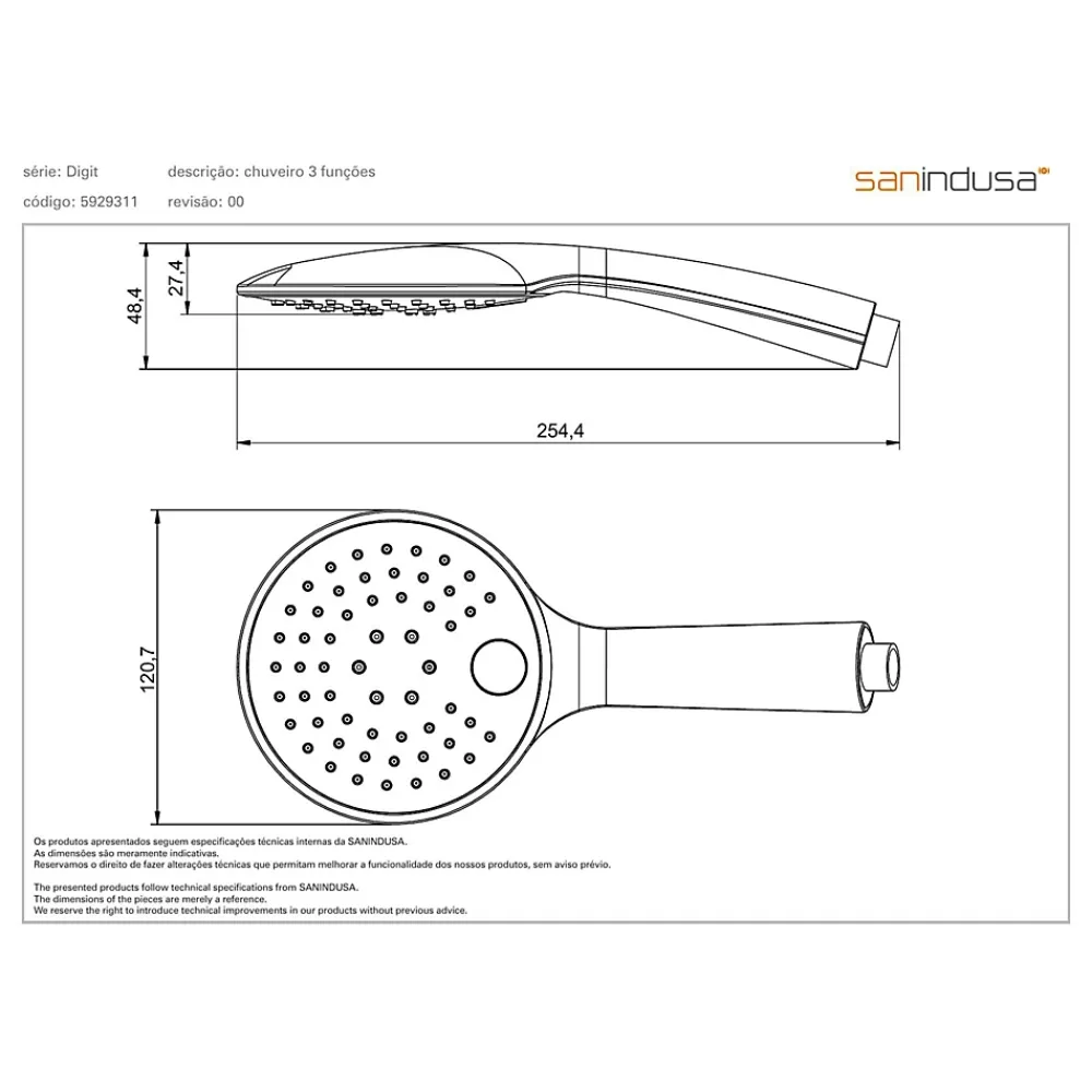 Pommeau De Douche, Flexible Et Barre De Douche|Sanindusa Douchette ronde 3 jets effet pluie effet pluie intense et effet massage sorties d'eau anti-calcaire Digit 105 chromé