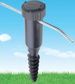 Leifheit Douille de fixation ajustable pour séchoir parapluie, avec barre à visser, en plastique, coloris noir, pour étendoir Ø 50 mm