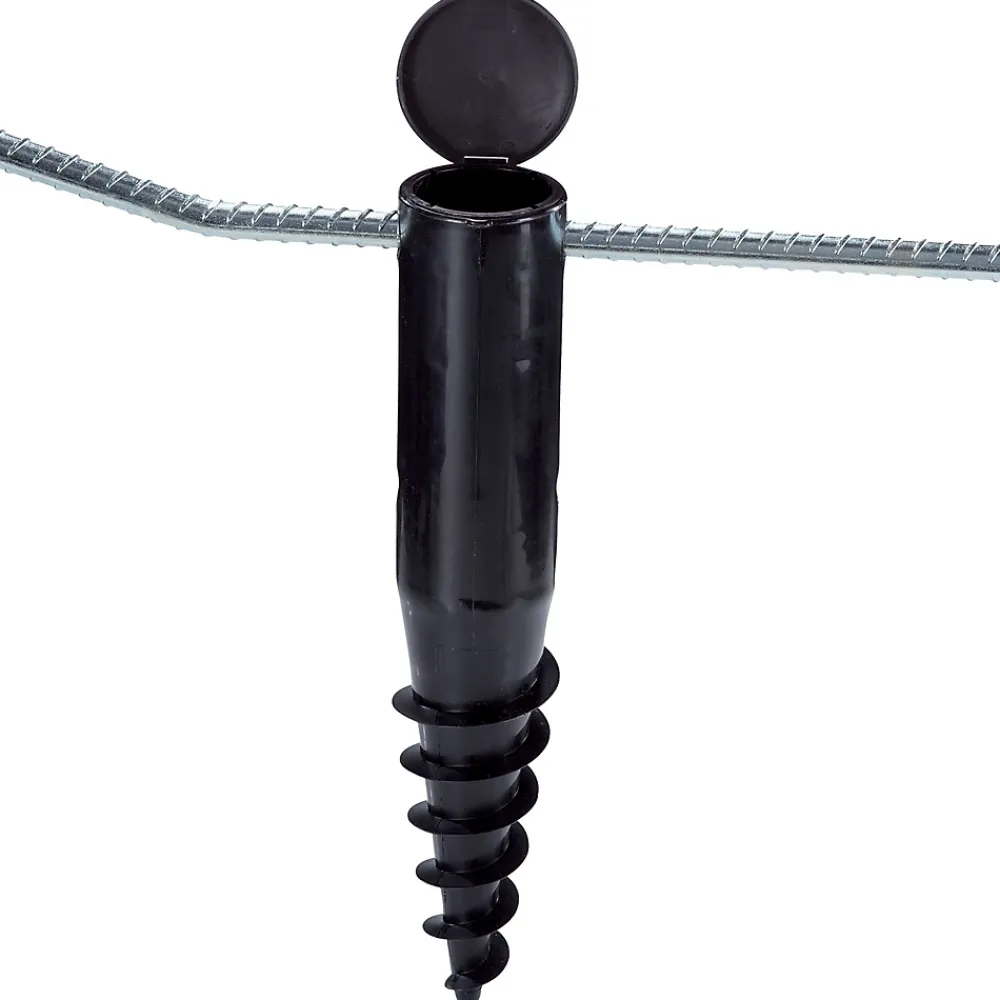 Etendoir À Linge|Leifheit Douille de fixation pour séchoir parapluie, avec barre à visser, en plastique avec intérieur métal, coloris noir, pour étendoir Ø 50 mm