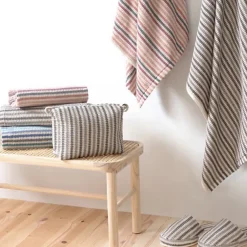 Linnea Drap de bain à rayures pur coton 100x150 cm collection BREEZE gris