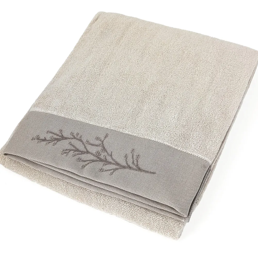 Linnea Drap de bain absorbant coton 100x150cm FEUILLE beige