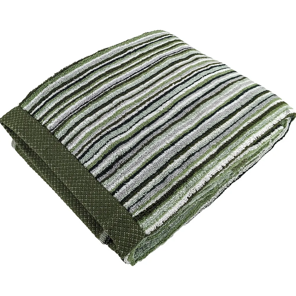 Serviette De Bain|Linnea Drap de bain coton 500g/m2 collection PURE STRIPES II Vert