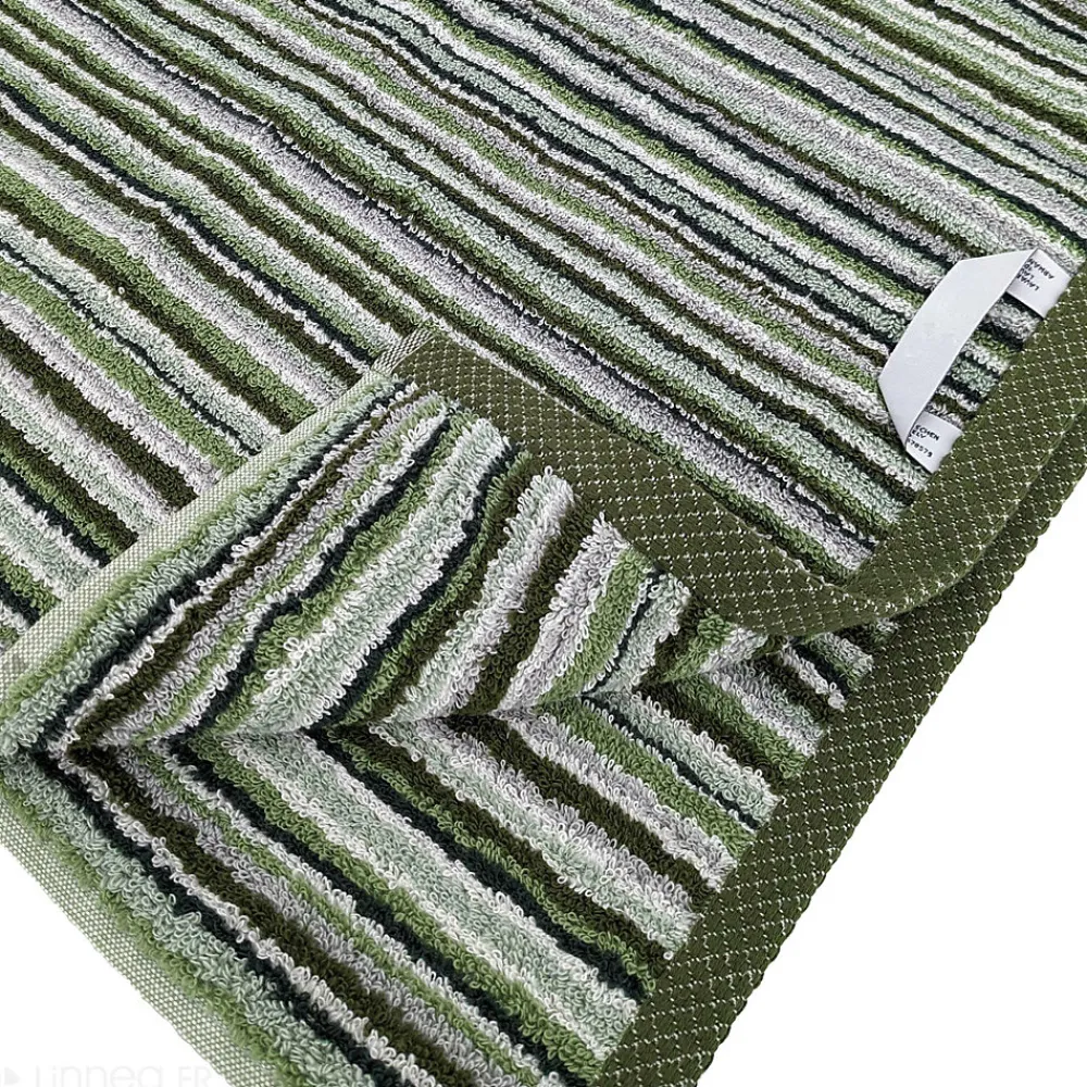 Serviette De Bain|Linnea Drap de bain coton 500g/m2 collection PURE STRIPES II Vert
