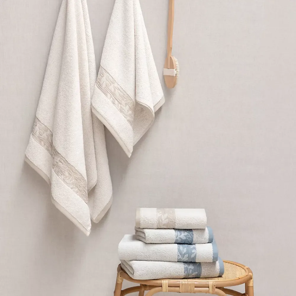 Linnea Drap de bain 100x150 cm FOLIUM en coton 520 g/m² bleu Cérulé