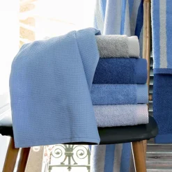 Serviette De Bain|Linnea Drap de bain 90x160 cm nid d'abeille PURE WAFFLE 300 g/m² bleu mer