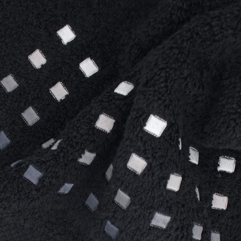 Serviette De Bain|Linnea Drap de bain 100x150 cm PURE SQUARES Noir 550g/m2