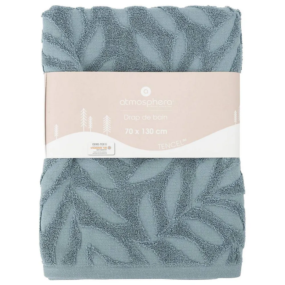Atmosphera Créateur D'Intérieur Drap de douche Cisel - coton - bleu - 70x130 cm - Atmosphera