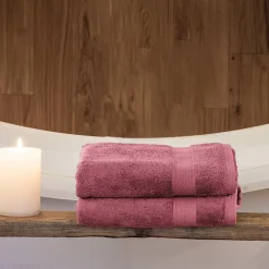 Serviette De Bain|Linnea Drap de douche coton 550g/m2 70x130 cm NAÏA rose Bois de rose