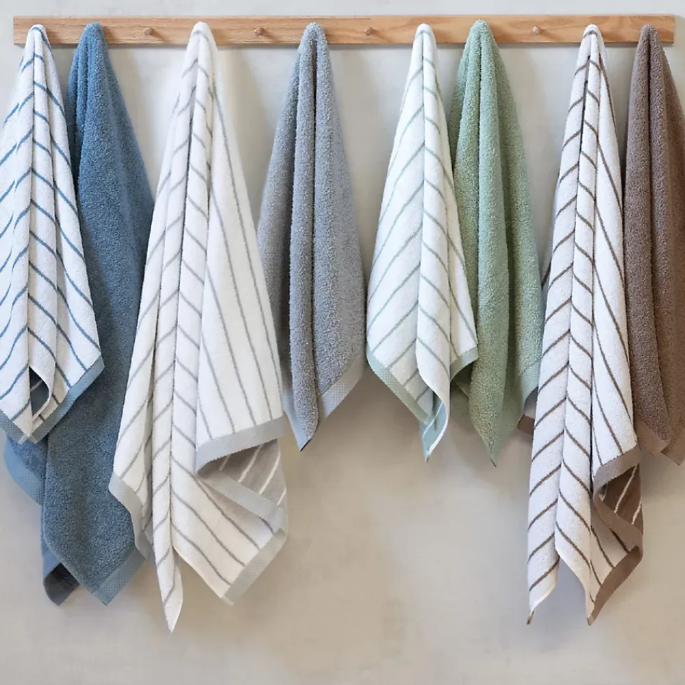 Linnea Drap de douche coton 70x140cm PURE LIGHT à rayures gris