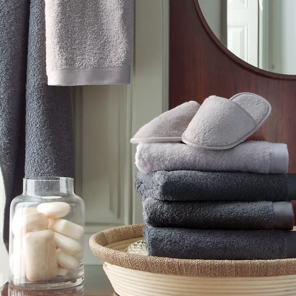 Serviette De Bain|Linnea Drap de douche 70x140 cm coton peigné ALBA anthracite