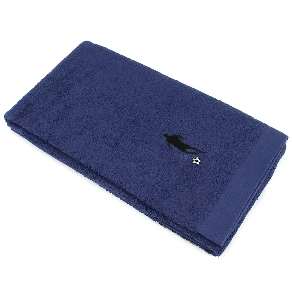 Serviette De Bain|Linnea Drap de douche 70x140 cm coton 550g/m2 PURE FOOTBALL Bleu Marine