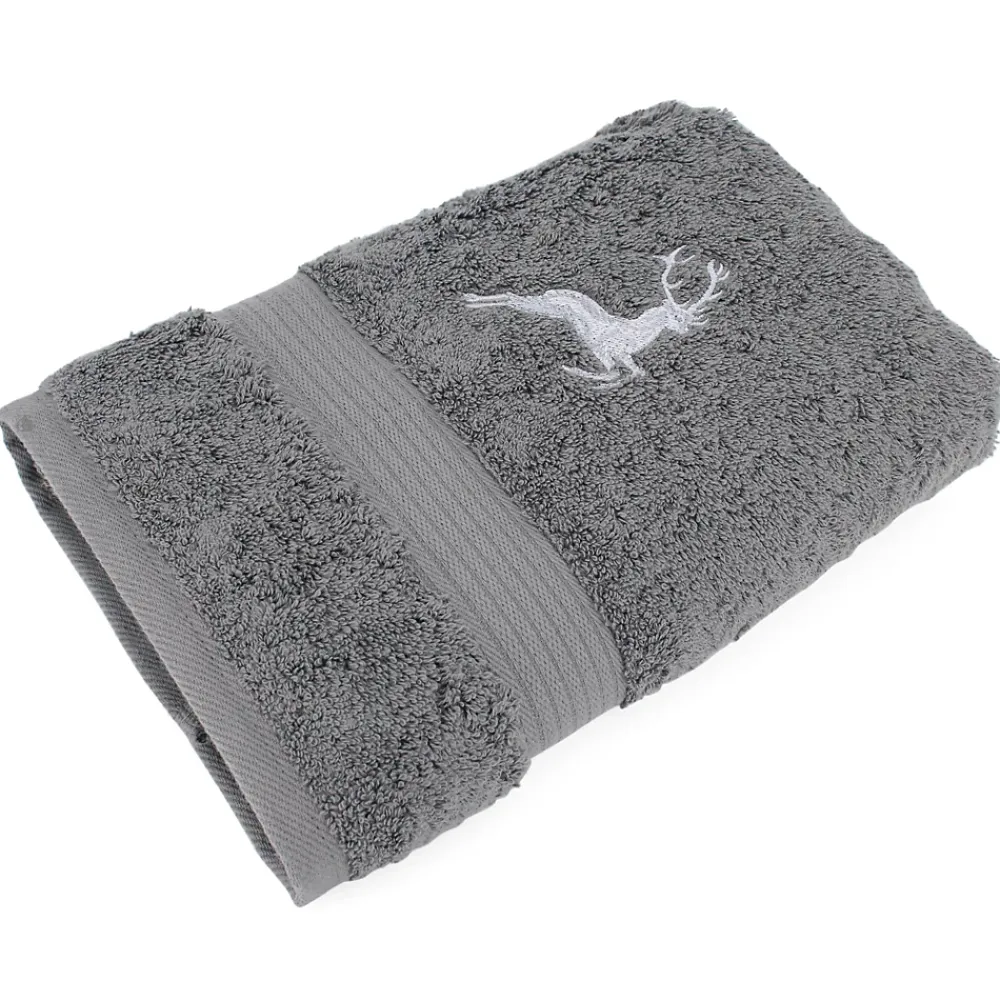 Linnea Drap de douche 70x130 cm HIRSH Anthracite/Gris 600g/m2