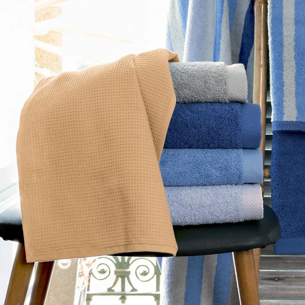 Serviette De Bain|Linnea Drap de douche 70x140 cm nid d'abeille PURE WAFFLE 300 g/m² beige