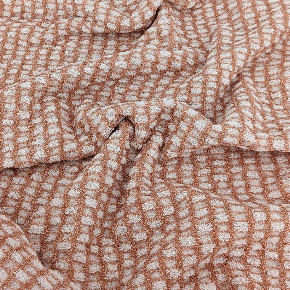 Linnea Drap de douche 70x140 cm pur coton motifs quadrillés collection GLOW marron