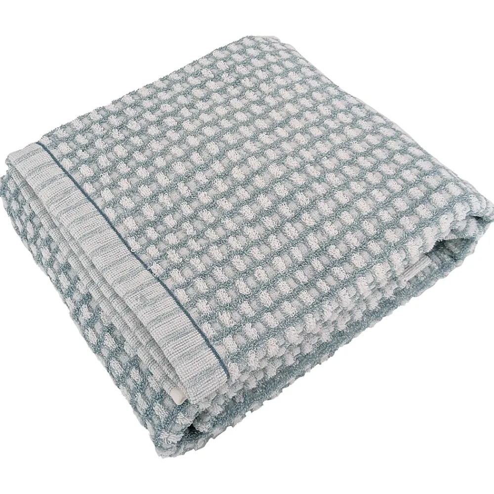 Linnea Drap de douche 70x140 cm pur coton motifs quadrillés collection GLOW vert