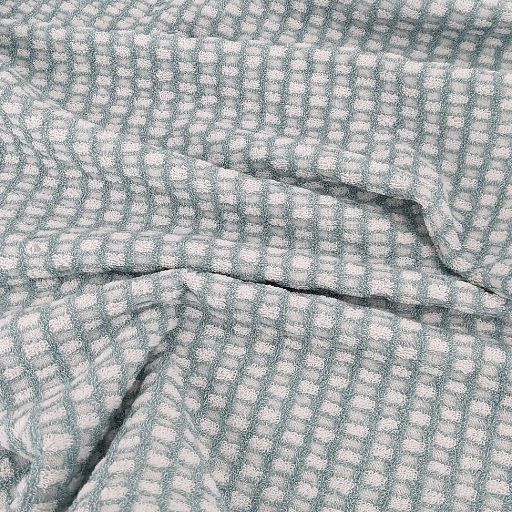 Linnea Drap de douche 70x140 cm pur coton motifs quadrillés collection GLOW vert