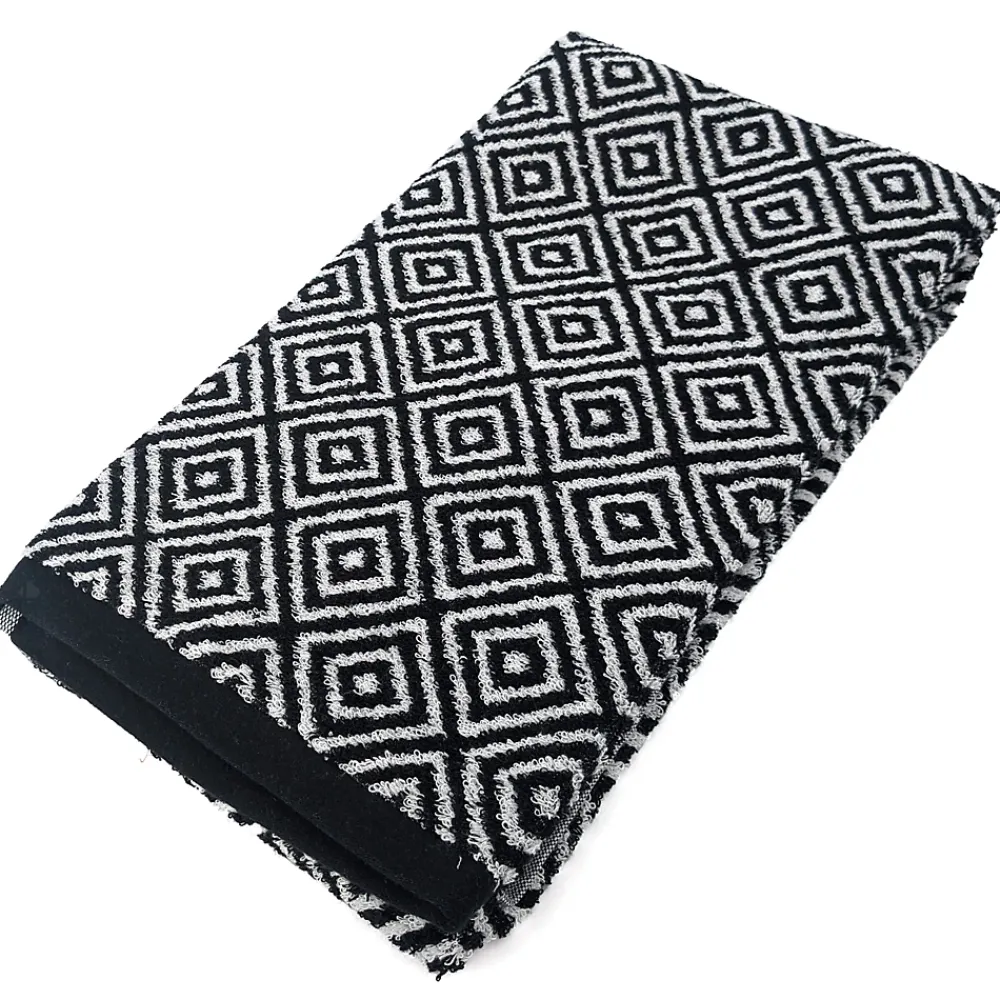 Serviette De Bain|Linnea Drap de douche 70x140 cm SYMETRIE coton Noir Losanges