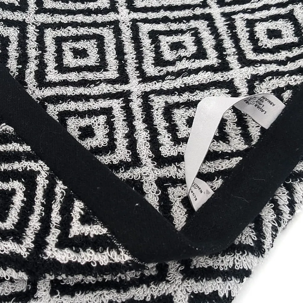 Serviette De Bain|Linnea Drap de douche 70x140 cm SYMETRIE coton Noir Losanges