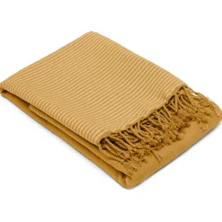 Serviette De Bain|Linnea Drap de plage NID D'ABEILLE 100x200 cm coton 230 g/m² jaune Curry