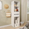 GoodHome Dressing blanc 2 tiroirs Atomia H. 187,5 x L. 50 x P. 45 cm