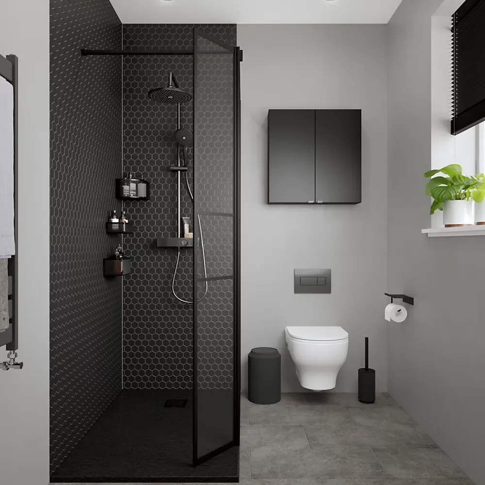 Accessoire Wc|GoodHome Dérouleur de papier toilette Kina Noir