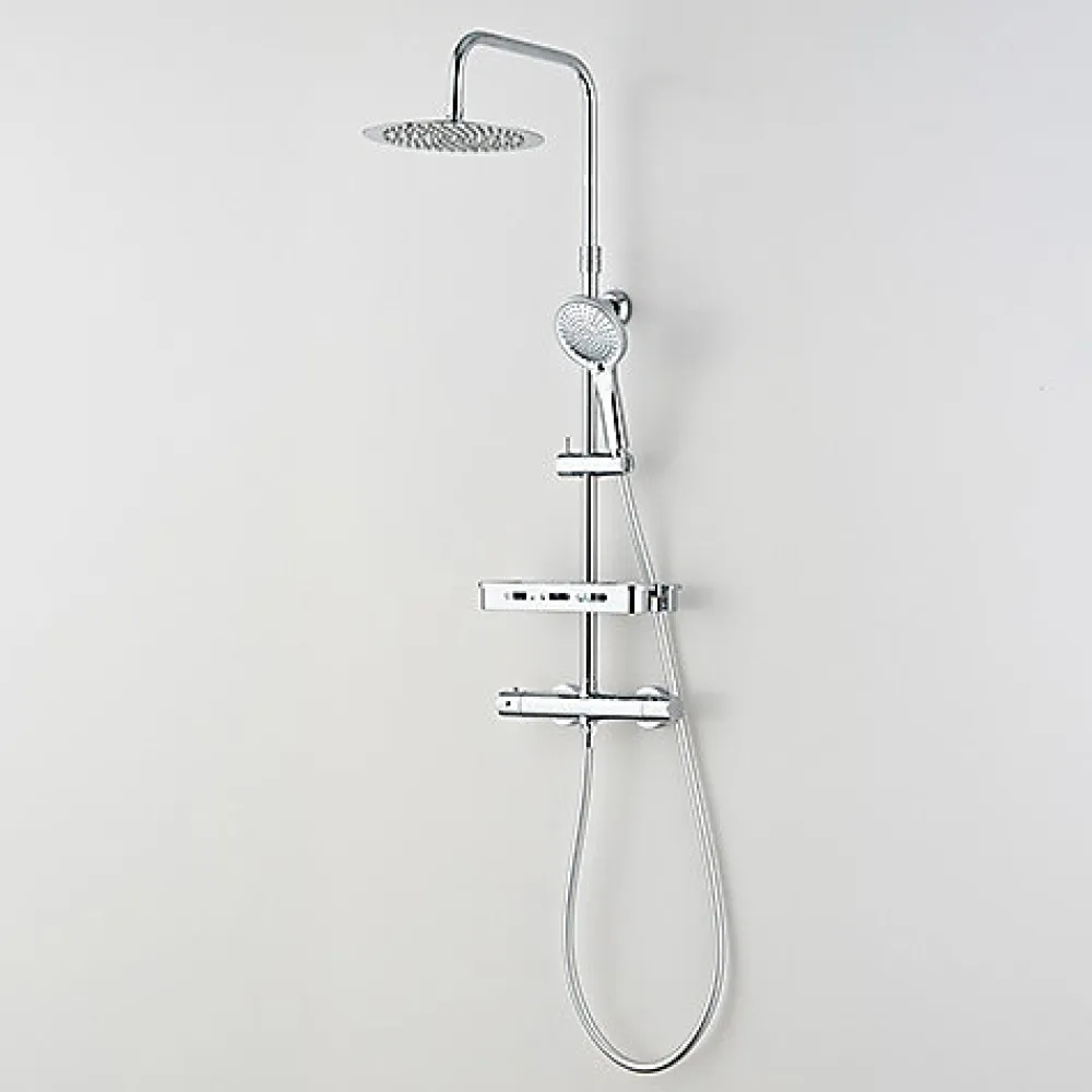 Colonne De Douche Thermostatique|Edouard Rousseau - Colonne de Douche Thermostatique ARS Tablette - Mitigeur à Corps Froid - Douchette 3 Jets - Chromé