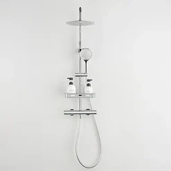 Colonne De Douche Thermostatique|Edouard Rousseau - Colonne de Douche Thermostatique ARS Tablette - Mitigeur à Corps Froid - Douchette 3 Jets - Chromé