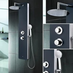 Colonne De Douche Thermostatique|Rousseau Edouard - Colonne de douche avec robinetterie ERIS - Fintion Gris Anthracite