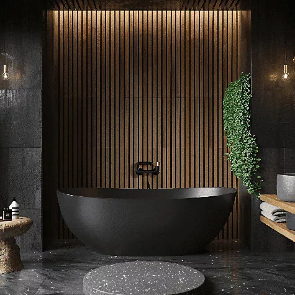 Edouard Rousseau - Mitigeur Bain Douche "Le O" avec poignee personnalisable - Fabrication Française - Noir / Laiton Brossé