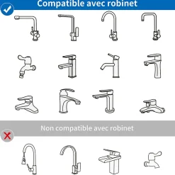 Accessoire De Robinet|Homelody Embout Robinet Pivotant 1440 Mousseur Robinet 2 Jets avec Adaptateur 20/22/24 mm pour Cuisine ou Salle de Bain