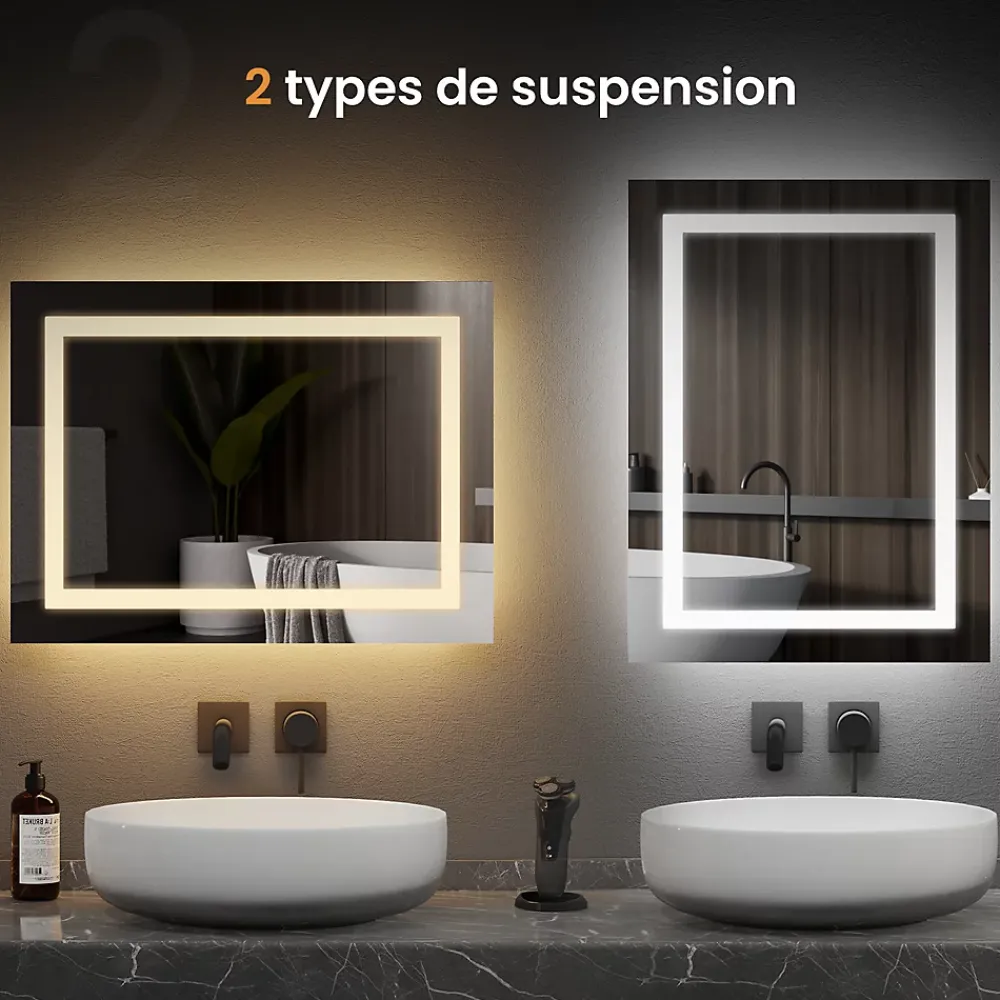EMKE Armoire de Toilette 1 Porte - Charnières Gauche, LED Ajustable 3000K-6500K, Anti-Buée, Soft Close, Prises USB