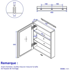 Armoire De Toilette|EMKE Armoires de toilette 50x65cm Blanche Armoire Salle de Bain en Miroir Double Face