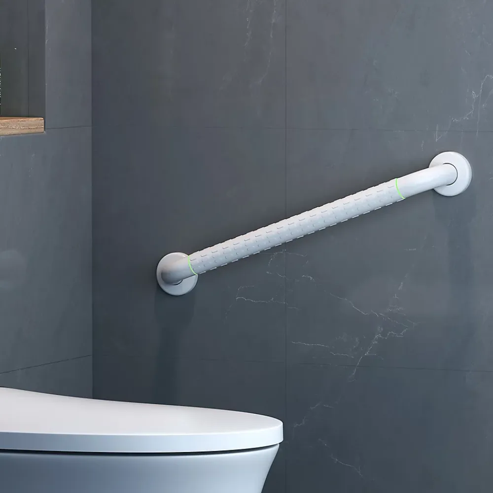 EMKE Barre d'Appui Murale de Sécurité 50cm, Nylon, Aluminium avec Anneau Lumineux, Antidérapante, Blanche