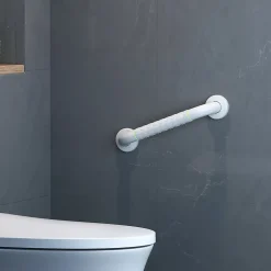 Barre D'Appui|EMKE Barre d'Appui Murale de Sécurité 30cm, Nylon, Aluminium avec Anneau Lumineux, Antidérapante, Blanche