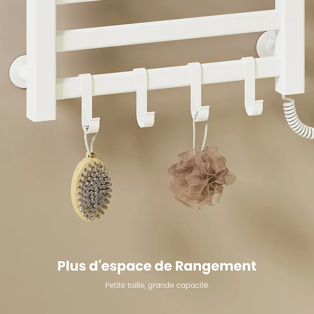 Sèche-Serviettes Électrique|EMKE Chauffe-serviettes Électrique 50x50cm, Thermostat Intelligent WiFi, Radiateur de Salle de Bain Électrique, Blanc