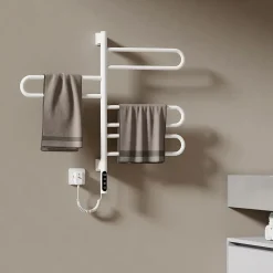 Sèche-Serviettes Électrique|EMKE Chauffe-serviettes Électrique 78x43cm, Thermostat Intelligent WiFi, Radiateur Électrique pour Salle de Bain, Blanc