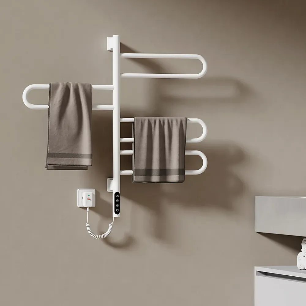 Sèche-Serviettes Électrique|EMKE Chauffe-serviettes Électrique 78x43cm, Thermostat Intelligent WiFi, Radiateur Électrique pour Salle de Bain, Blanc