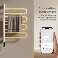 Sèche-Serviettes Électrique|EMKE Chauffe-serviettes Électrique 78x43cm, Thermostat Intelligent WiFi, Radiateur Électrique pour Salle de Bain, Blanc