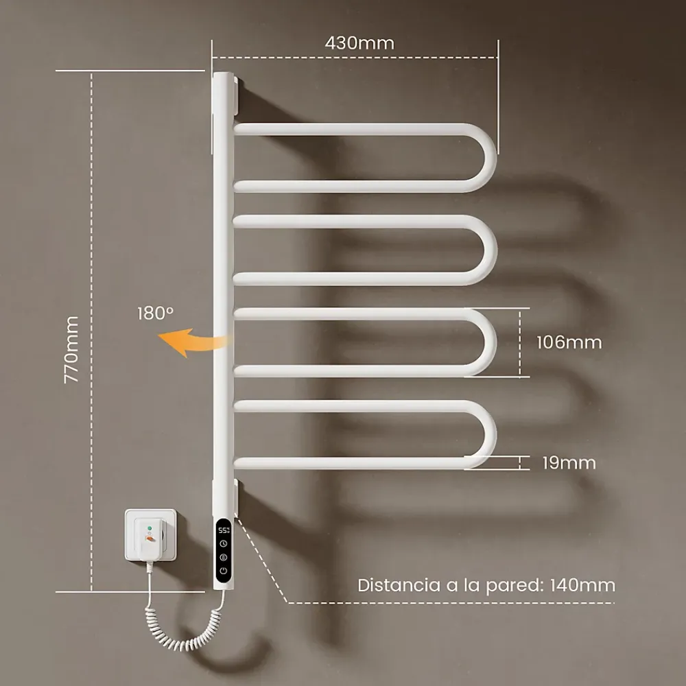 Sèche-Serviettes Électrique|EMKE Chauffe-serviettes Électrique 78x43cm, Thermostat Intelligent WiFi, Radiateur Électrique pour Salle de Bain, Blanc